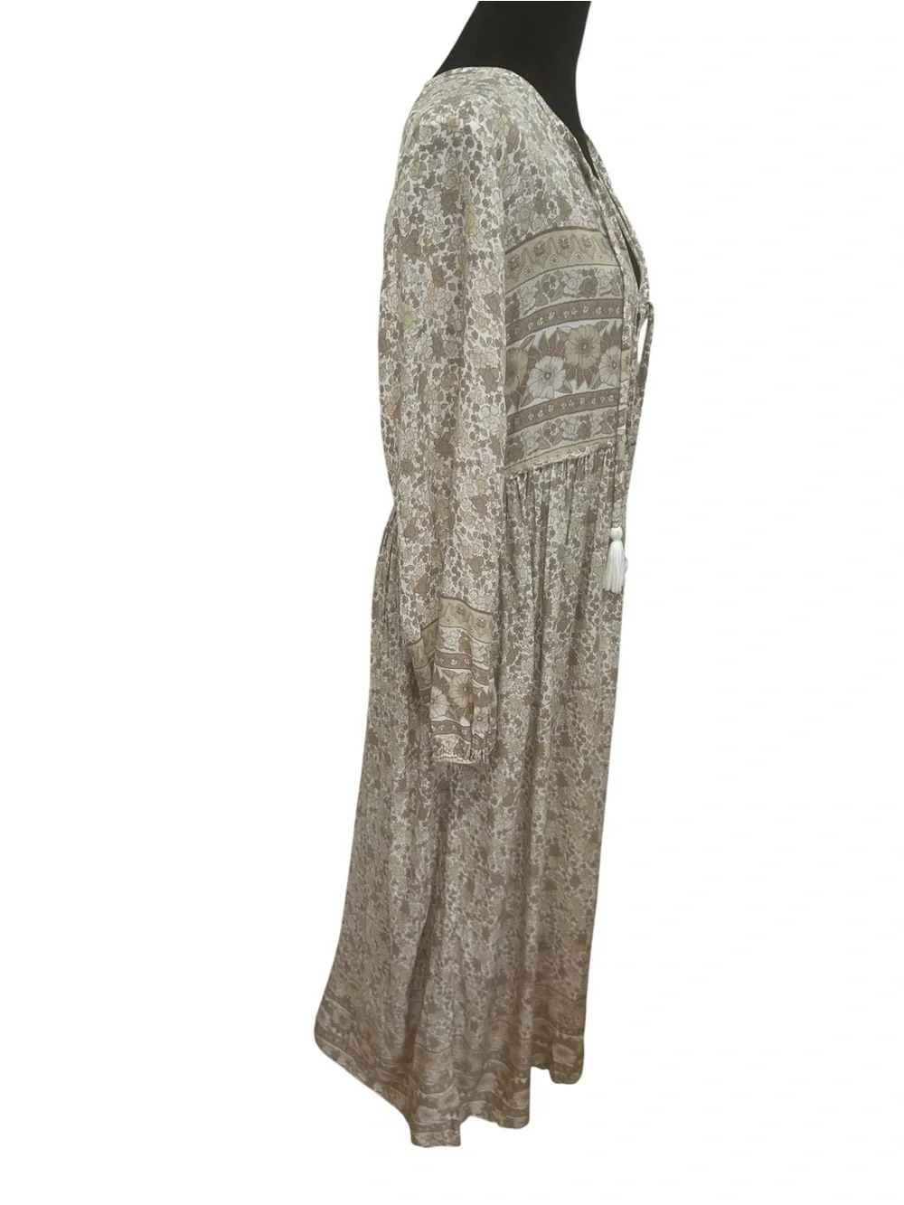 Tanah Folk dress S/M Boho Floral Tassel long Maxi  Cottagecore Festival pullover